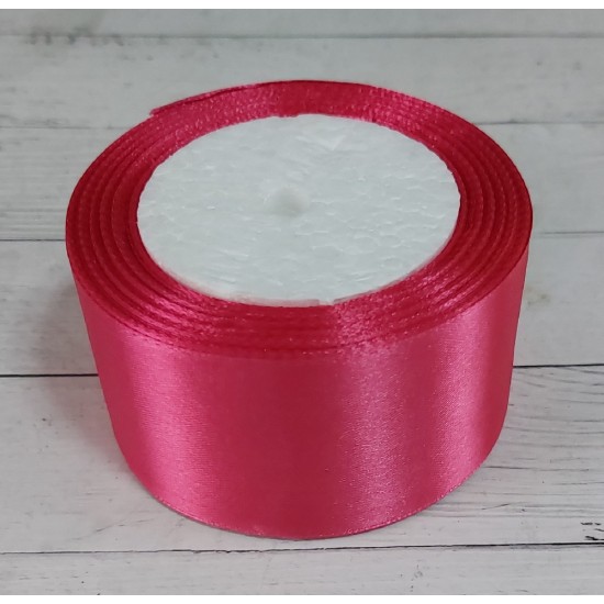 ОПТ Ленты атласные однотонные 5 см*25 ярдов (цв. ярко-розовый 14), цена за катушку